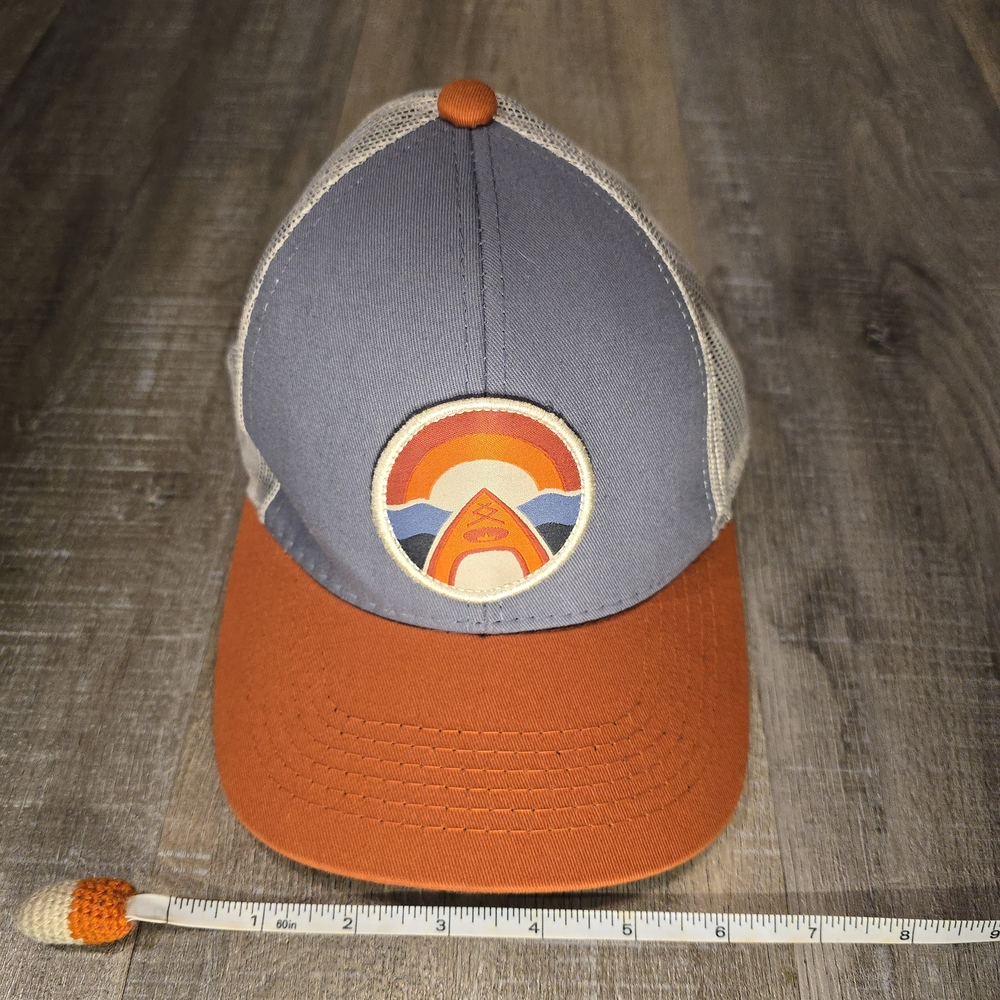 Retro Sunset Trucker Hat Gray Orange Mesh Snapback Outdoor Kayaking Nature